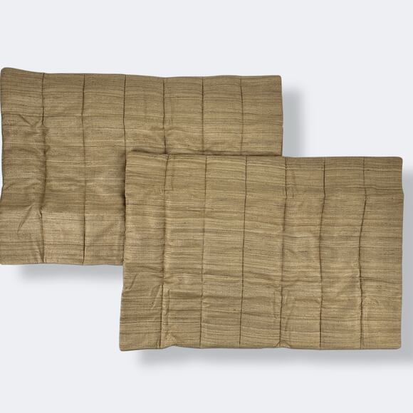 Restoration Hardware Raw Silk Channel Stitched Sham Standard Sz Set Wheat - Picture 1 of 9